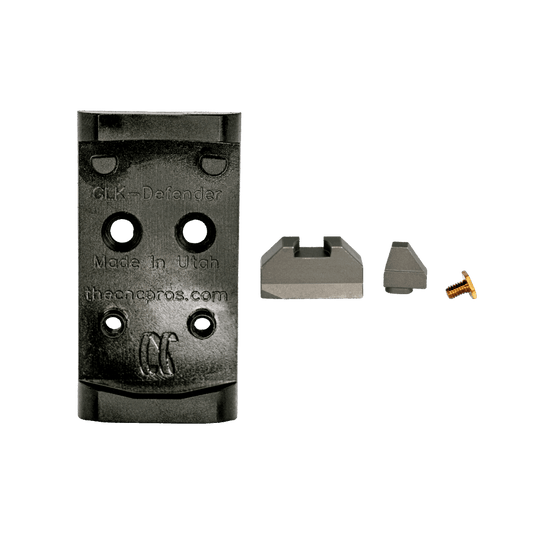 Glock MOS To Vortex Defender CCW Steel Red Dot Adapter Plate With Iron Sights
