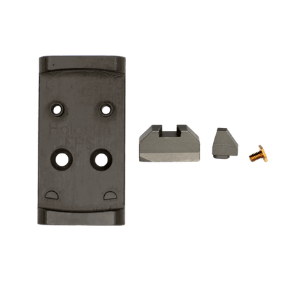 Glock MOS to Holosun EPS Steel Red Dot Adapter Plate with Iron Sights