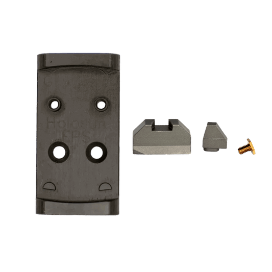 Glock MOS to Holosun EPS Steel Red Dot Adapter Plate with Iron Sights